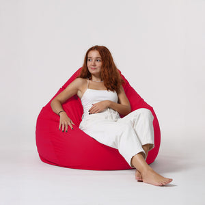Pouf poire d'extérieur en mousse de polystyrène expansée recyclée Ohau rouge coin détente