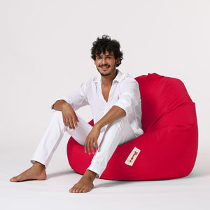 Pouf poire d'extérieur en mousse de polystyrène expansée recyclée Ohau rouge confortable