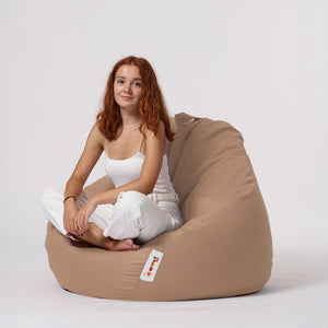 Pouf poire d'extérieur en mousse de polystyrène expansée recyclée Ohau taupe confortable
