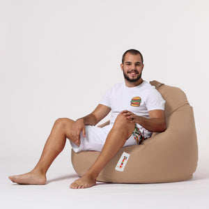 Pouf poire d'extérieur en mousse de polystyrène expansée recyclée Ohau taupe coin détente