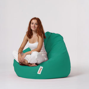 Pouf poire d'extérieur en mousse de polystyrène expansée recyclée Ohau turquoise confortable