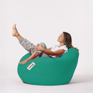 Pouf poire d'extérieur en mousse de polystyrène expansée recyclée Ohau turquoise assise d'extérieur