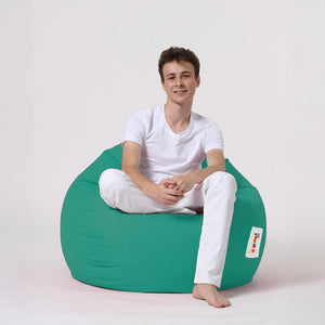 Pouf poire d'extérieur en mousse de polystyrène expansée recyclée Ohau turquoise confortable