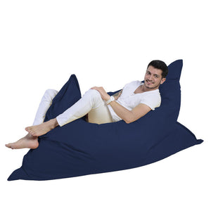 Pouf rectangle XXL en mousse de polystyrène expansée recyclée Moku bleu marine assise d'extérieur