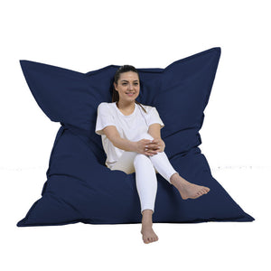 Pouf rectangle XXL en mousse de polystyrène expansée recyclée Moku bleu marine pouf d'extérieur