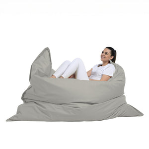 Pouf rectangle XXL en mousse de polystyrène expansée recyclée Moku gris assise d'extérieur