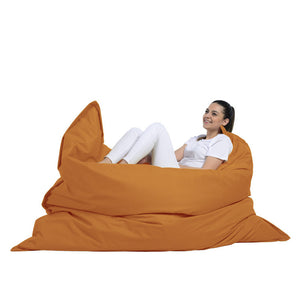 Pouf rectangle XXL en mousse de polystyrène expansée recyclée Moku orange confortable