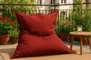 Pouf rectangle XXL en mousse de polystyrène expansée recyclée Moku rouge assise d'extérieur