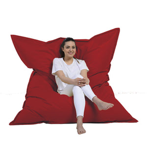 Pouf rectangle XXL en mousse de polystyrène expansée recyclée Moku rouge confortable