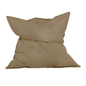 Pouf rectangle XXL en mousse de polystyrène expansée recyclée Moku taupe fond blanc