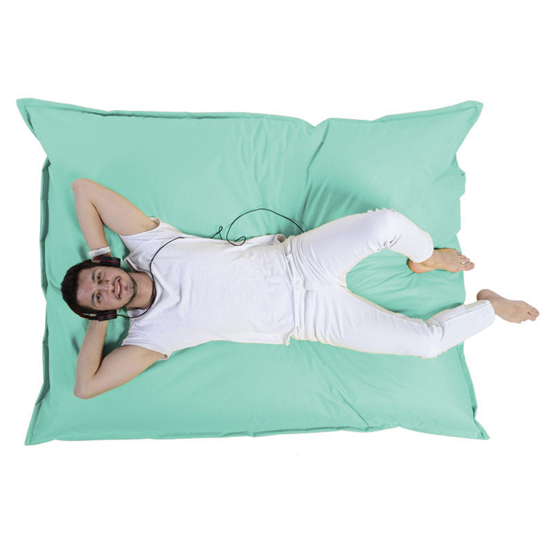 Pouf rectangle XXL en mousse de polystyrène expansée recyclée Moku turquoise assise d'extérieur