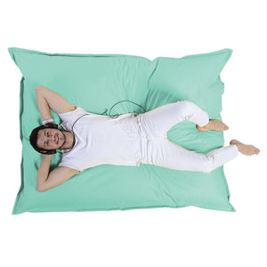 Pouf rectangle XXL en mousse de polystyrène expansée recyclée Moku turquoise assise d'extérieur