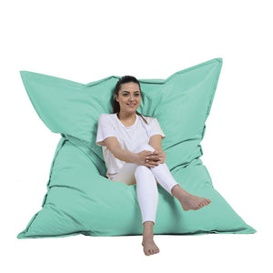 Pouf rectangle XXL en mousse de polystyrène expansée recyclée Moku turquoise confortable