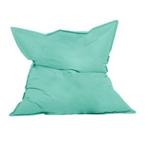 Pouf rectangle XXL en mousse de polystyrène expansée recyclée Moku turquoise fond blanc
