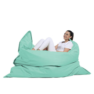 Pouf rectangle XXL en mousse de polystyrène expansée recyclée Moku turquoise pouf d'extérieur