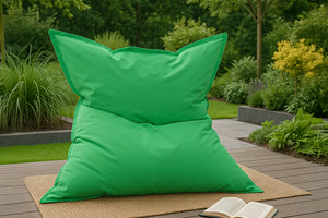 Pouf rectangle XXL en mousse de polystyrène expansée recyclée Moku vert assise d'extérieur