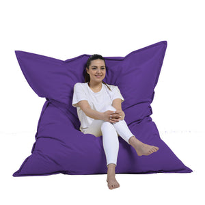 Pouf rectangle XXL en mousse de polystyrène expansée recyclée Moku violet assise d'extérieur