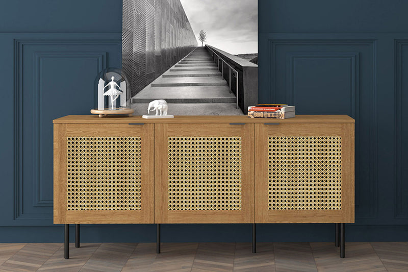 Buffet en chêne et canage avec 3 portes