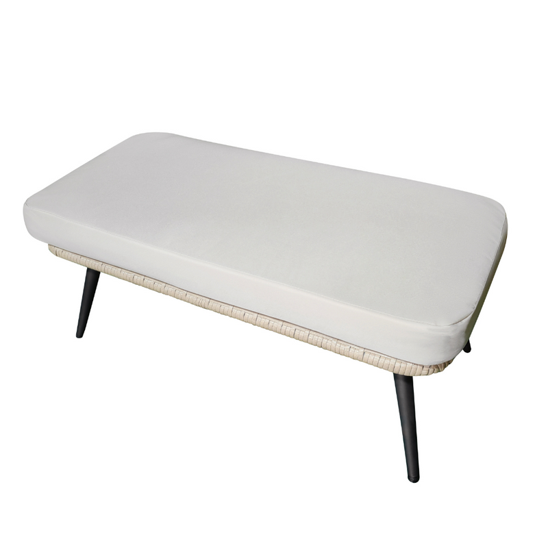 Repose-pieds extérieur avec coussin beige fiorentino fond blanc 3 quarts