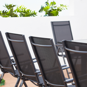 Salon de jardin 10 places extensible en aluminium gris Brescia chaises ergonomiques