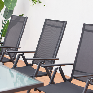Salon de jardin 10 places extensible en aluminium gris Brescia chaises en textilène