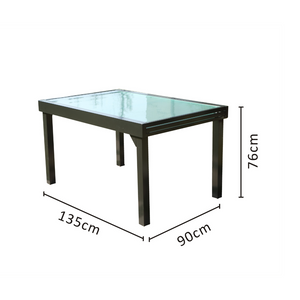 Salon de jardin 10 places extensible en aluminium gris Brescia dimensions table fermée