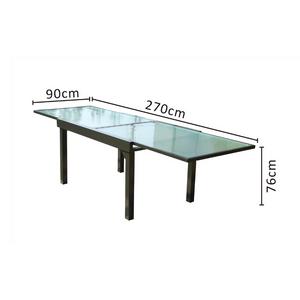 Salon de jardin 10 places extensible en aluminium gris Brescia dimensions table ouverte