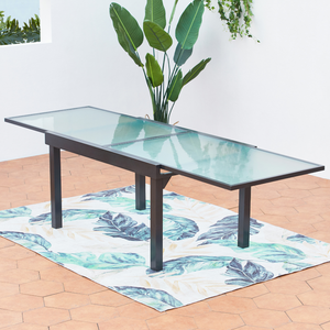Salon de jardin 10 places extensible en aluminium gris Brescia table extensible ouverte