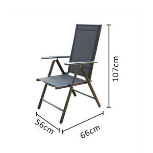 Salon De Jardin 10 Places Aluminium - Table Verre 180x90cm + 10 Chaises Pliables Inclinables - Design Rimini