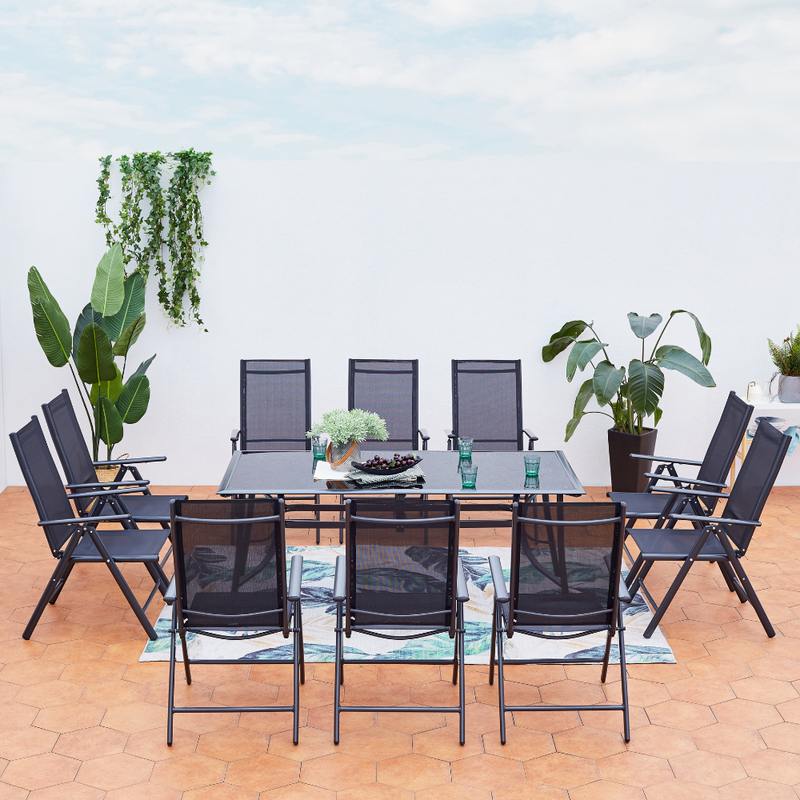 Salon de jardin en aluminium de 10 places Rimini face