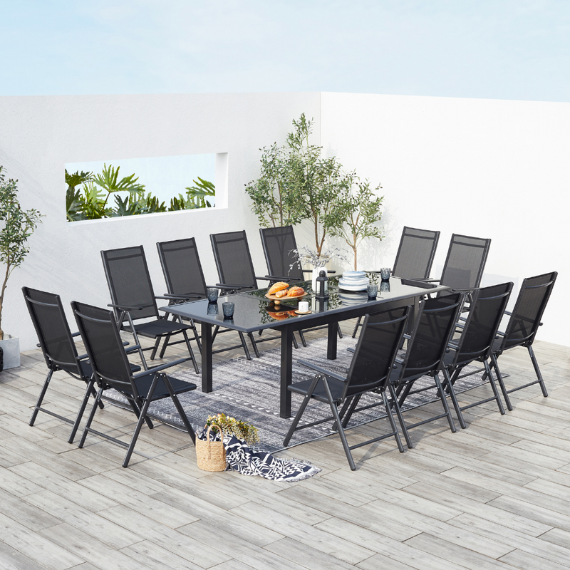 salon de jardin extensible en aluminium gris de 12 places Ravenne photo de 3/4