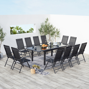 salon de jardin extensible en aluminium gris de 12 places Ravenne photo de 3/4