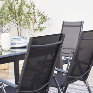 salon de jardin extensible en aluminium gris de 12 places Ravenne les chaises inclinables