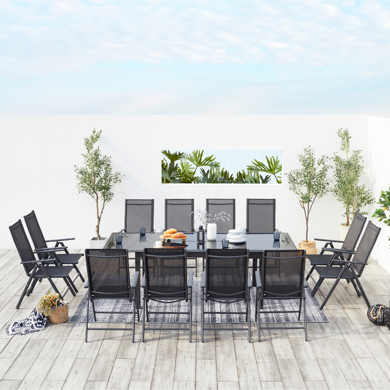 salon de jardin extensible en aluminium gris de 12 places Ravenne photo de face