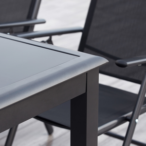 salon de jardin extensible en aluminium gris de 12 places Ravenne finition poudrée epoxy