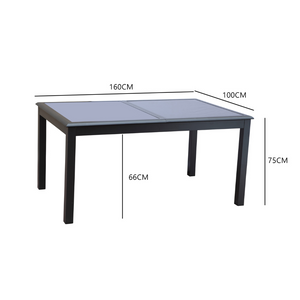 salon de jardin extensible en aluminium gris de 12 places Ravenne mesures de la table fermée