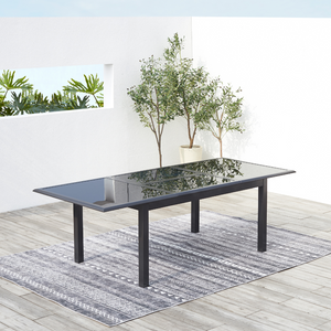 salon de jardin extensible en aluminium gris de 12 places Ravenne table ouverte