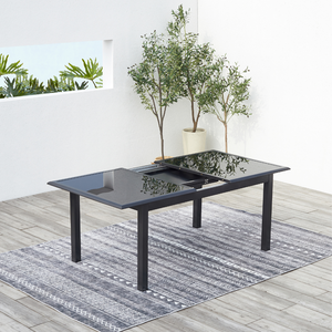 salon de jardin extensible en aluminium gris de 12 places Ravenne mécanisme de la rallonge