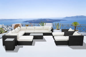 Salon de jardin modulable 13/14 places noir et blanc Stalla photo d'ambiance