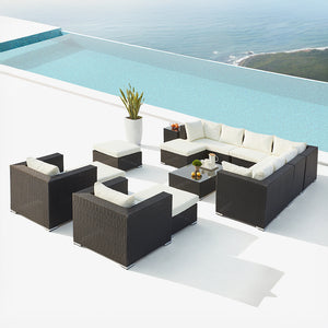 Salon de jardin modulable 13/14 places noir et blanc Stalla ensemble complet