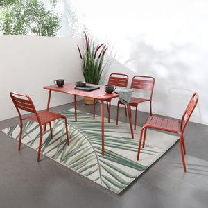 Table salon de jardin repas 4 à 6 places 120x70cm terracotta Bergame avec lot de 4 chaises
