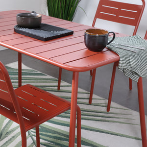 Salon de jardin repas 4 à 6 places terracotta Bergame table à bords arrondis