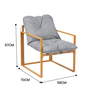 Salon de jardin 4 places contemporain brun et gris Rabat dimensions fauteuil