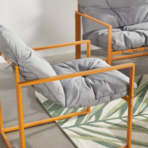 Salon de jardin 4 places contemporain brun et gris Rabat assise confortable