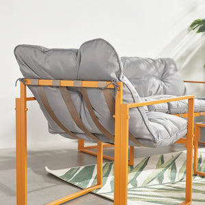 Salon de jardin 4 places contemporain brun et gris Rabat structure souple confortable