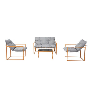 Salon de jardin 4 places contemporain brun et gris Rabat packshot