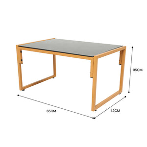 Salon de jardin 4 places effet rotin marron et blanc Turini dimensions table