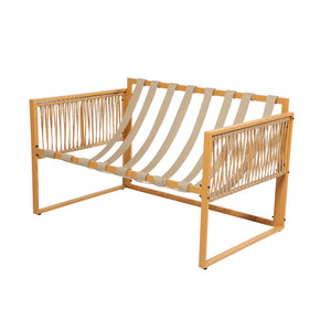 Salon de jardin 4 places effet rotin marron et blanc Turini packshot structure canapé 2 places