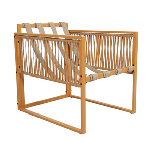 Salon de jardin 4 places effet rotin marron et blanc Turini packshot structure fauteuil