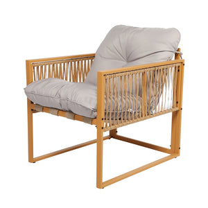 Salon de jardin 4 places effet rotin marron et gris clair Turini packshot fauteuil